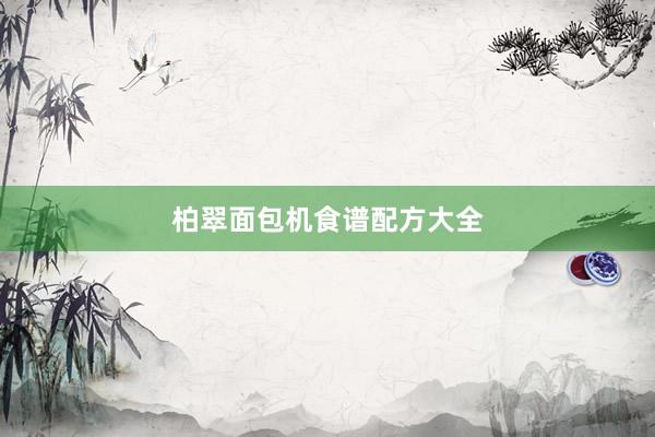 柏翠面包机食谱配方大全